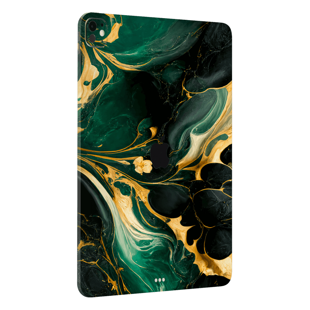 iPad PRO 13" (M4) Print Printed Custom SIGNATURE Agate Geode Royal Green Gold Skin Wrap Sticker Decal Cover Protector by QSKINZ | qskinz.com