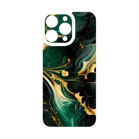 iPhone 15 PRO Qcaze - SIGNATURE AGATE GEODE Royal Green-Gold (Case + Skin Kit)