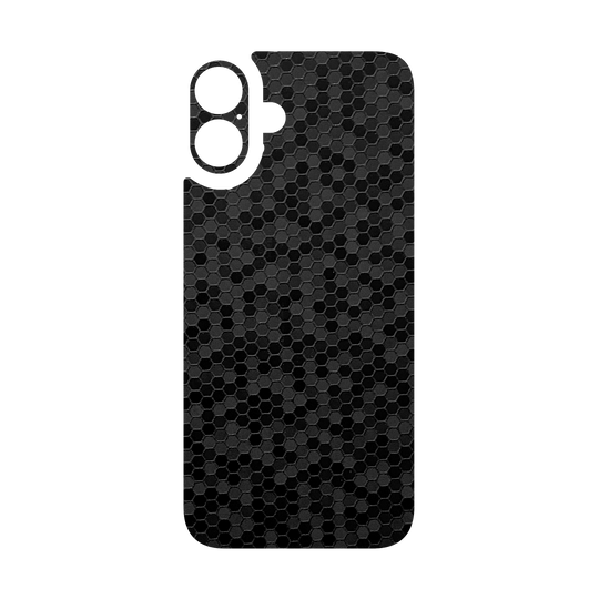 iPhone 16 Qcaze - LUXURIA BLACK HONEYCOMB 3D TEXTURED (Case + Skin Kit)
