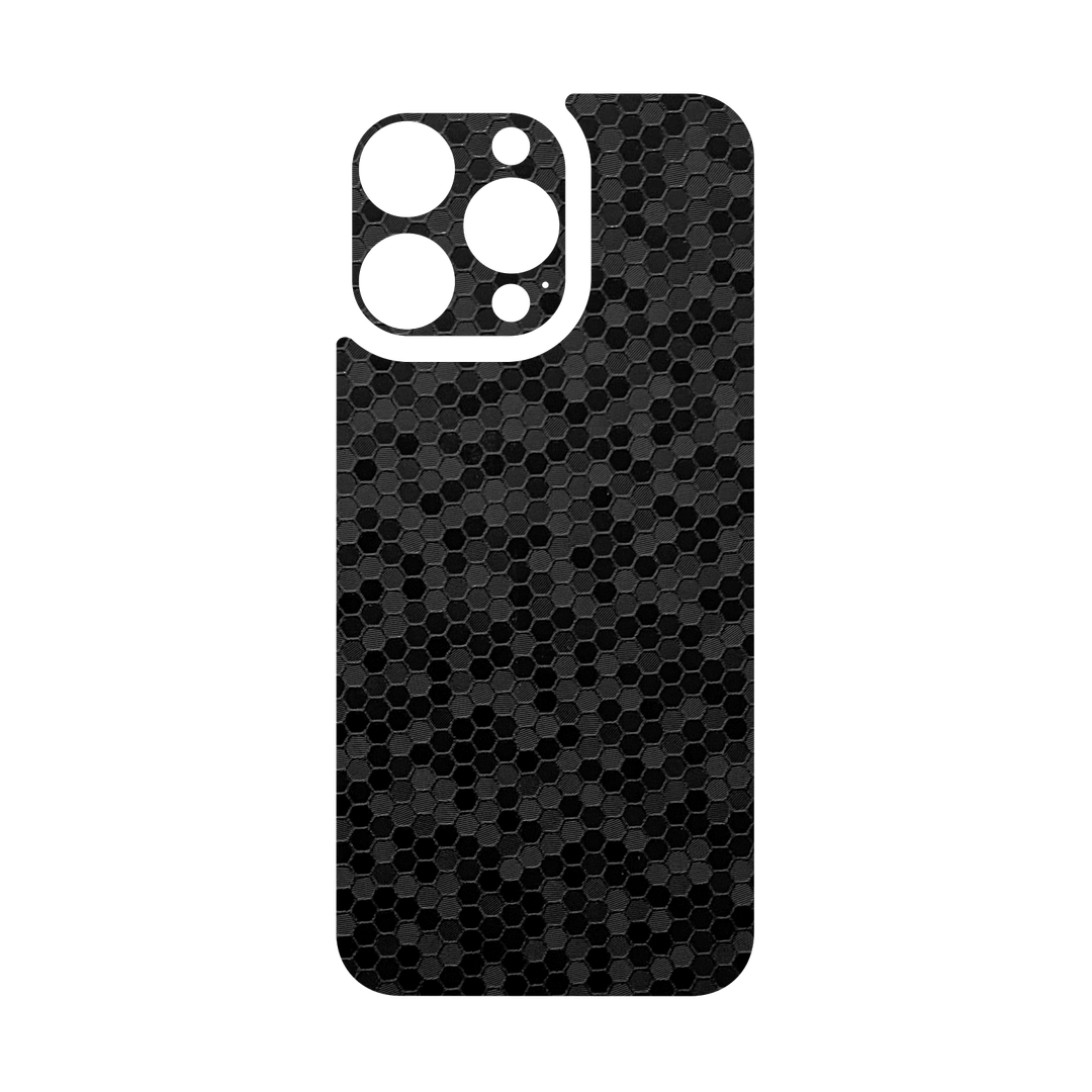 iPhone 15 Pro MAX Qcaze - LUXURIA BLACK HONEYCOMB 3D TEXTURED (Case + Skin Kit)