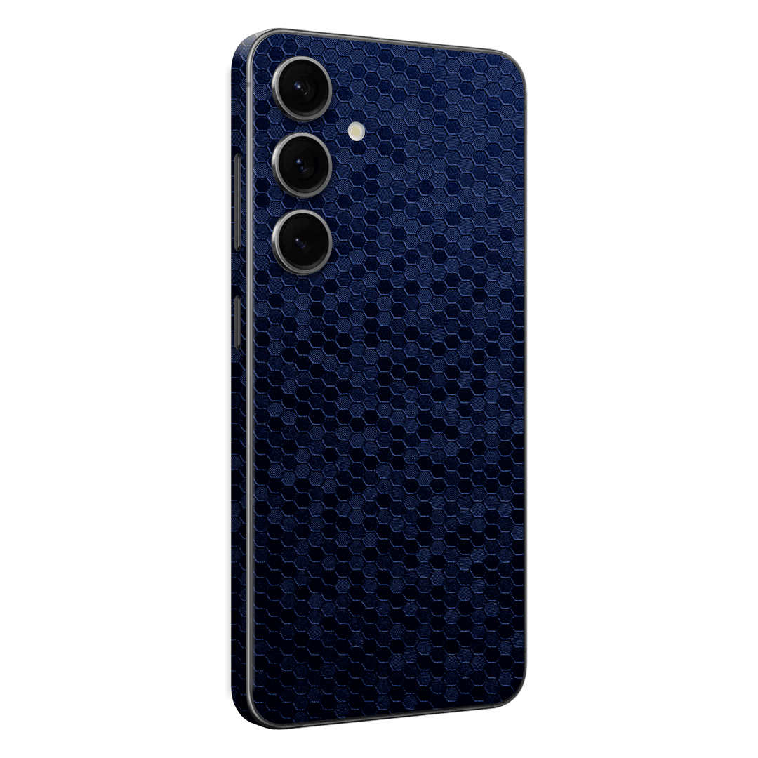 Samsung Galaxy S24+ PLUS Luxuria Navy Blue Honeycomb 3D Textured Skin Wrap Sticker Decal Cover Protector by EasySkinz | EasySkinz.com