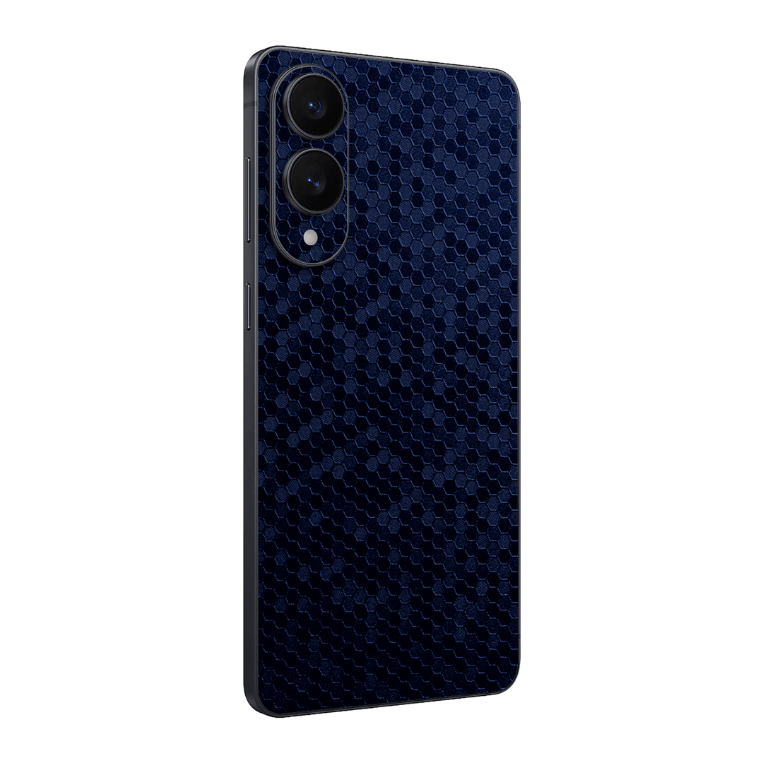 Samsung Galaxy S25 EDGE Luxuria Navy Blue Honeycomb 3D Textured Skin Wrap Sticker Decal Cover Protector by QSKINZ | qskinz.com
