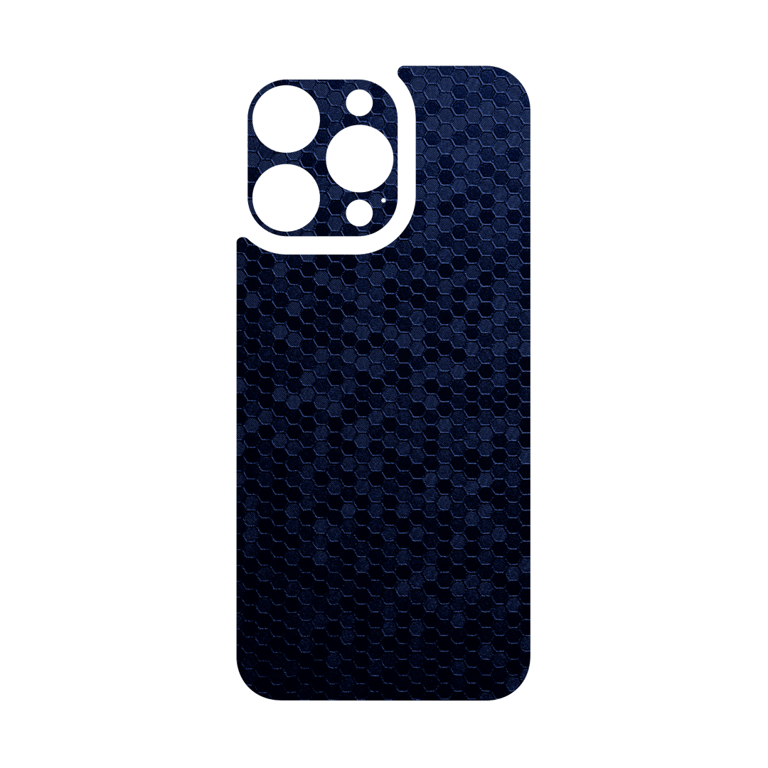 iPhone 15 PRO Qcaze - LUXURIA Navy Blue HONEYCOMB 3D TEXTURED (Case + Skin Kit)