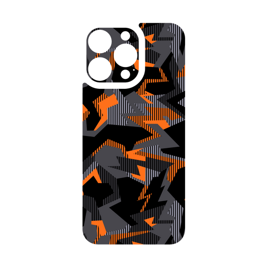 iPhone 16 PRO Qcaze - SIGNATURE Sharp-Edged Orange CAMO (Case + Skin Kit)