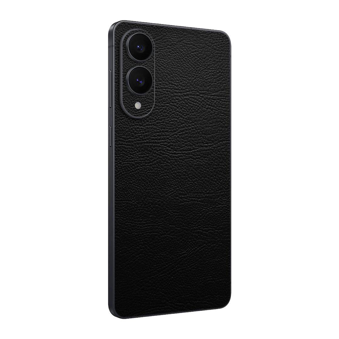 Samsung Galaxy S25 EDGE Luxuria BLACK LEATHER Riders Skin Wrap Sticker Decal Cover Protector by QSKINZ | qskinz.com
