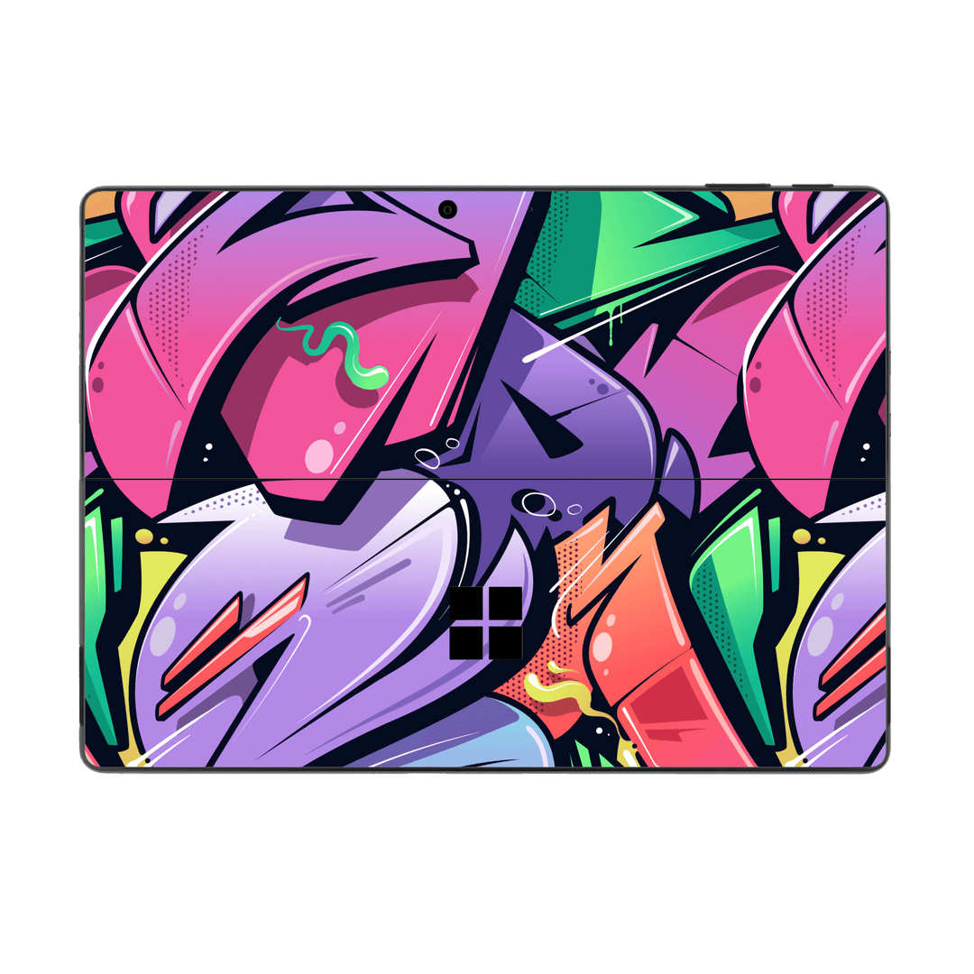 Microsoft Surface Pro 9 Print Printed Custom SIGNATURE Japanese Style Pop Art Graffiti Pop Culture Purple Pink Yellow Green Skin, Wrap, Decal, Protector, Cover by EasySkinz | EasySkinz.com