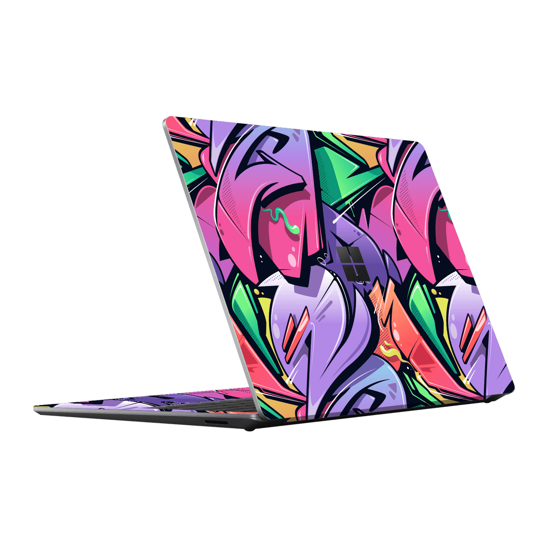 Microsoft Surface Laptop Go 3 Print Printed Custom SIGNATURE Japanese Style Pop Art Graffiti Pop Culture Purple Pink Yellow Green Skin, Wrap, Decal, Protector, Cover by EasySkinz | EasySkinz.com