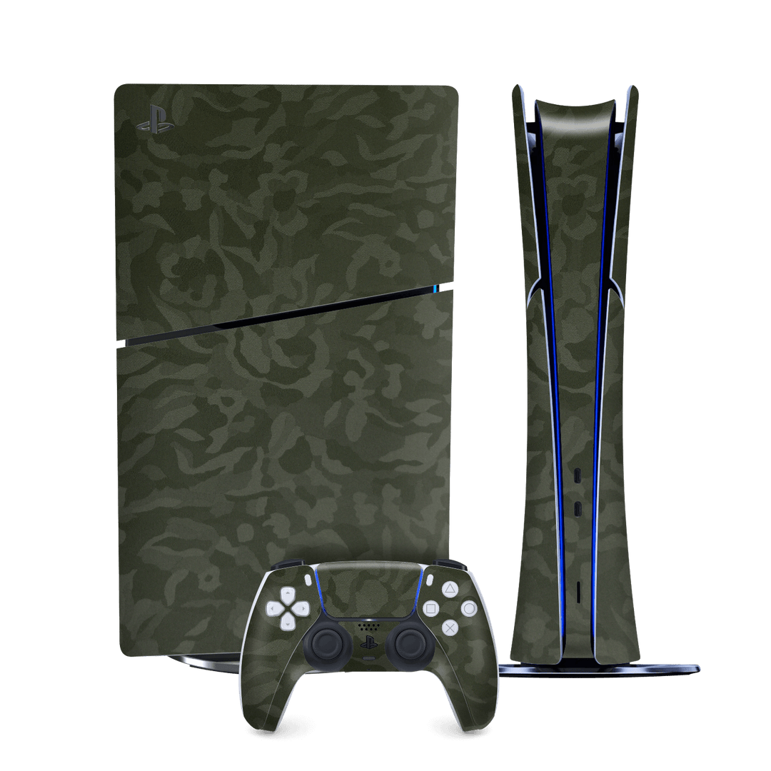 PS5 SLIM DIGITAL EDITION (PlayStation 5 SLIM) Luxuria Green 3D Textured Camo Camouflage Skin Wrap Sticker Decal Cover Protector by QSKINZ | qskinz.com