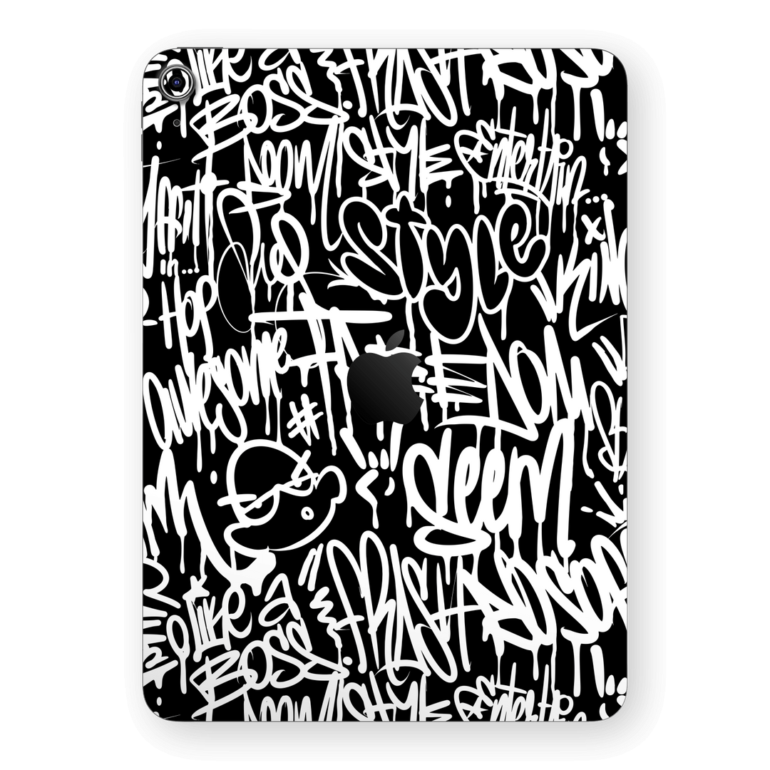 iPad 10.9” (10th Gen, 2022) Print Printed Custom SIGNATURE Monochrome Black and WhiteGraffiti Skin Wrap Sticker Decal Cover Protector by EasySkinz | EasySkinz.com