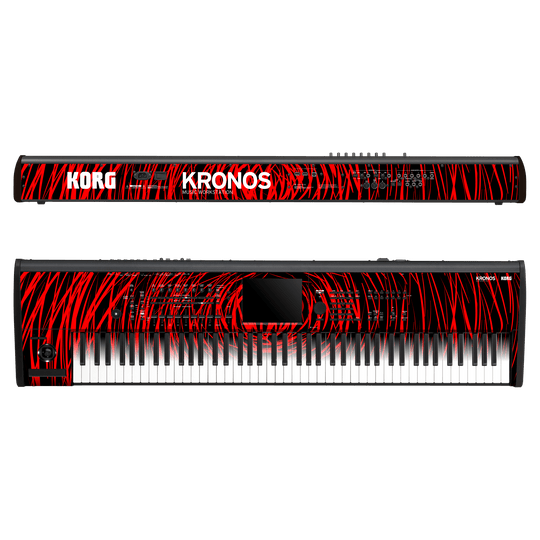 Korg Kronos 2 Music Workstation (88 keys) Print Printed Custom SIGNATURE Quasar Red Mesh Skin Wrap Sticker Decal Cover Protector by Keyskinz & Jordan Rudess | QSKINZ.COM
 