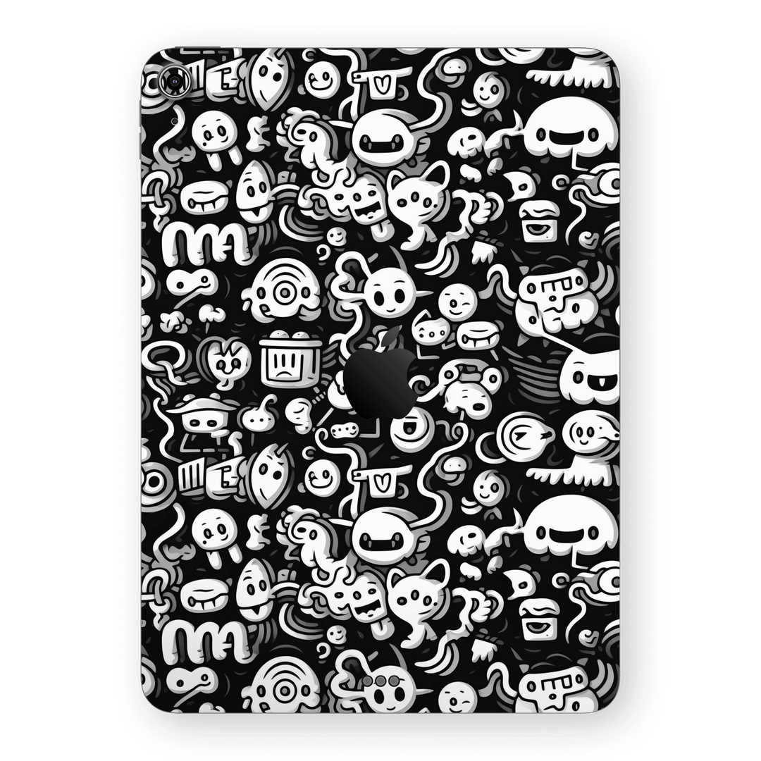 iPad Air 4/5 (2020/2022) Print Printed Custom SIGNATURE Pictogram Party Monochrome Black and White Icons Faces Skin Wrap Sticker Decal Cover Protector by QSKINZ | QSKINZ.COM