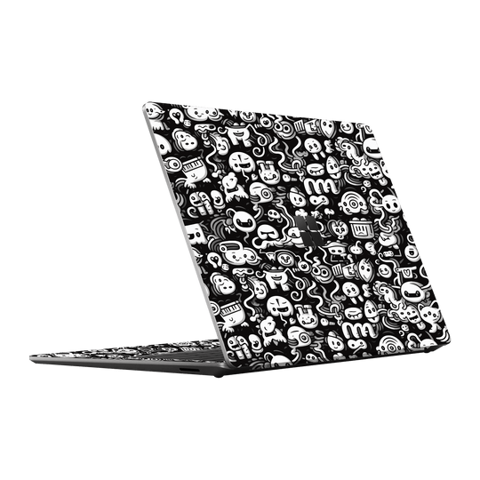 Surface Laptop 5, 15" Print Printed Custom SIGNATURE Pictogram Party Monochrome Black and White Icons Faces Skin Wrap Sticker Decal Cover Protector by QSKINZ | QSKINZ.COM