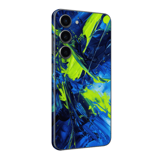 Samsung Galaxy S23 Print Printed Custom SIGNATURE Glowquatic Neon Yellow Green Blue Skin Wrap Sticker Decal Cover Protector by QSKINZ | QSKINZ.COM