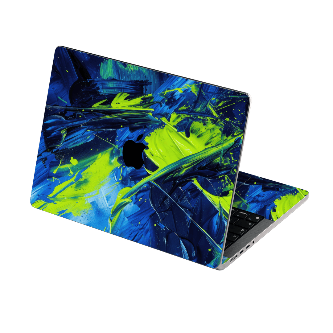 MacBook Pro 16” (2021/2023) Print Printed Custom SIGNATURE Glowquatic Neon Yellow Green Blue Skin Wrap Sticker Decal Cover Protector by QSKINZ | QSKINZ.COM