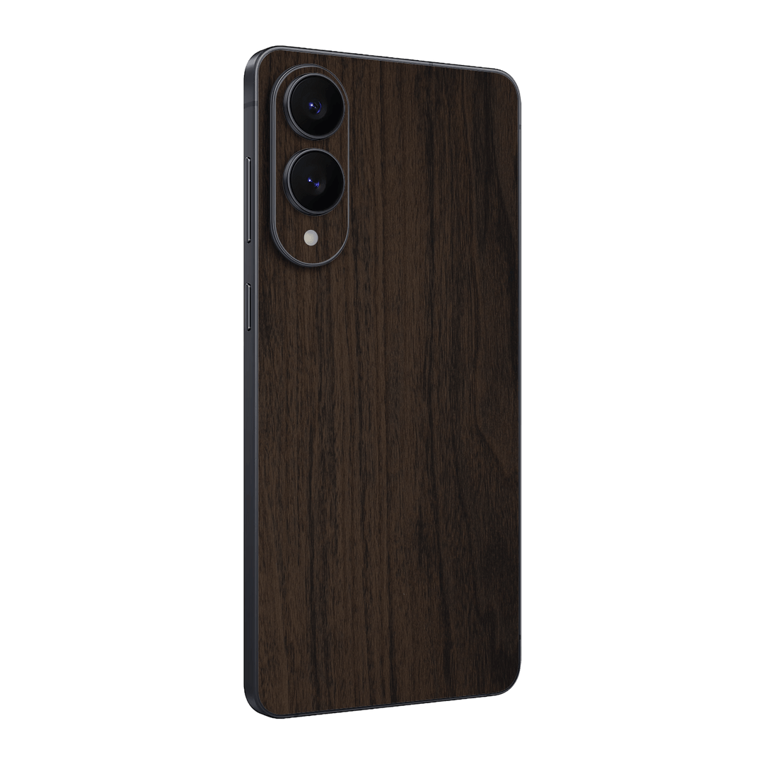 Samsung Galaxy S25 EDGE Premium Wood Wooden Dark Walnut Matte Textured Skin Wrap Sticker Decal Cover Protector by QSKINZ | qskinz.com
