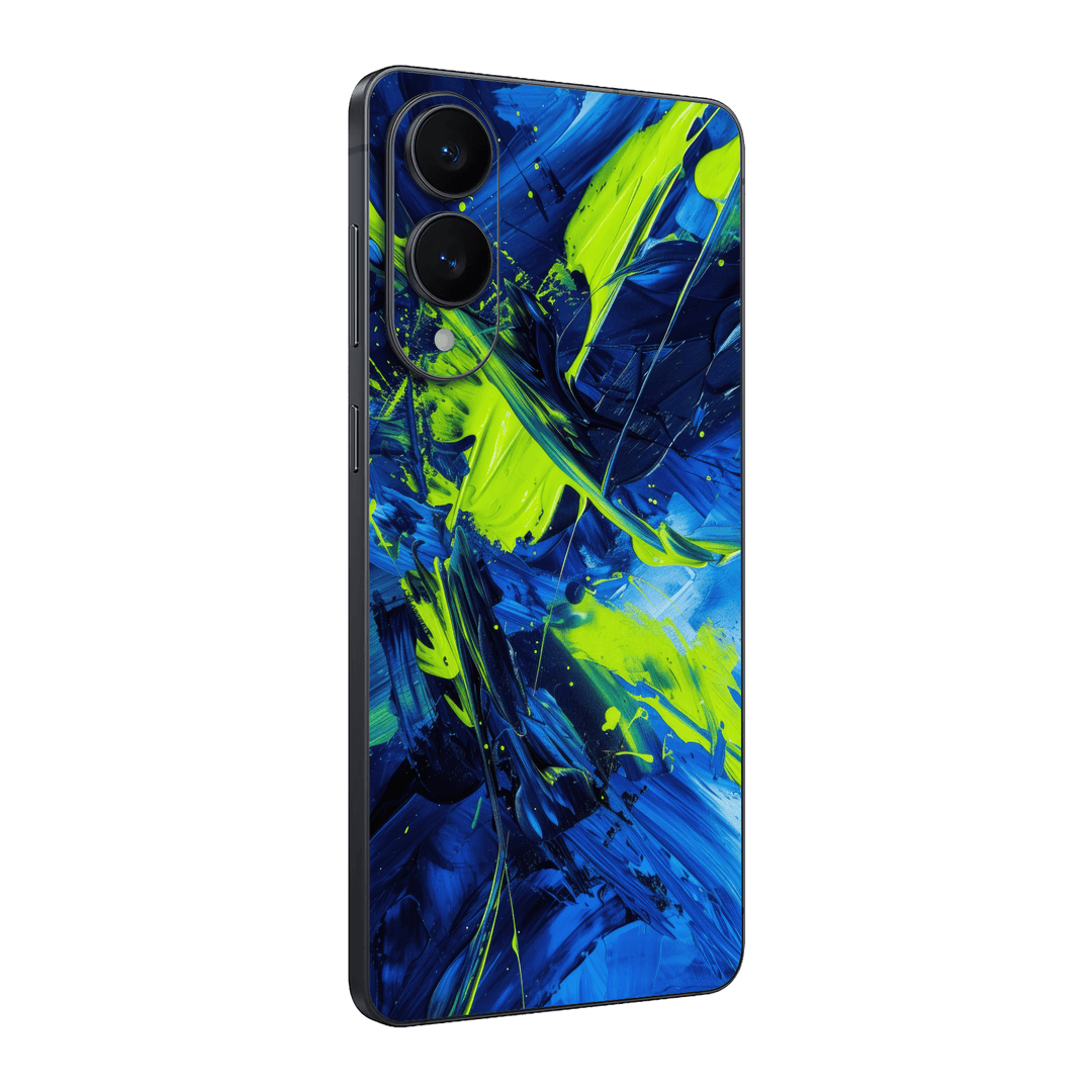 Samsung Galaxy S25 EDGE Print Printed Custom SIGNATURE Glowquatic Neon Yellow Green Blue Skin Wrap Sticker Decal Cover Protector by QSKINZ | QSKINZ.COM
