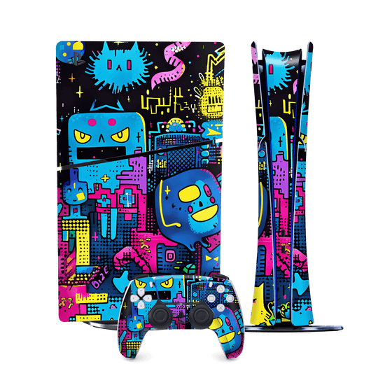PS5 SLIM DIGITAL EDITION (PlayStation 5 SLIM) Print Printed Custom SIGNATURE Arcade Rave Gaming Gamer Pixel Skin Wrap Sticker Decal Cover Protector by QSKINZ | QSKINZ.COM