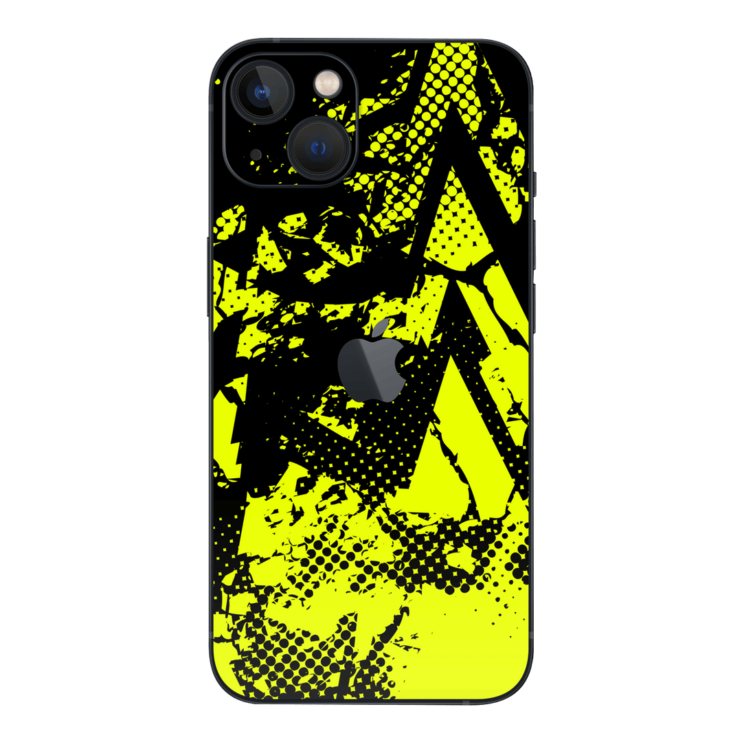 iPhone 14 Plus Print Printed Custom SIGNATURE Grunge Yellow Green Trace Skin Wrap Sticker Decal Cover Protector by QSKINZ | QSKINZ.COM
