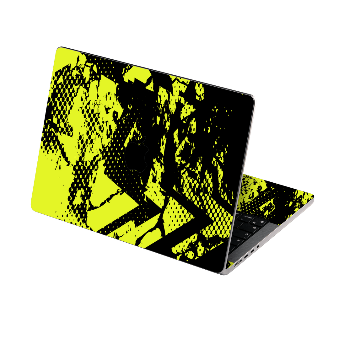 MacBook Pro 16” (2021/2023) Print Printed Custom SIGNATURE Grunge Yellow Green Trace Skin Wrap Sticker Decal Cover Protector by QSKINZ | QSKINZ.COM
