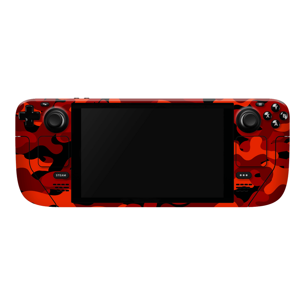 Steam Deck Print Printed Custom SIGNATURE Fire Red Camo Camouflage Skin Wrap Sticker Decal Cover Protector by QSKINZ | QSKINZ.COM