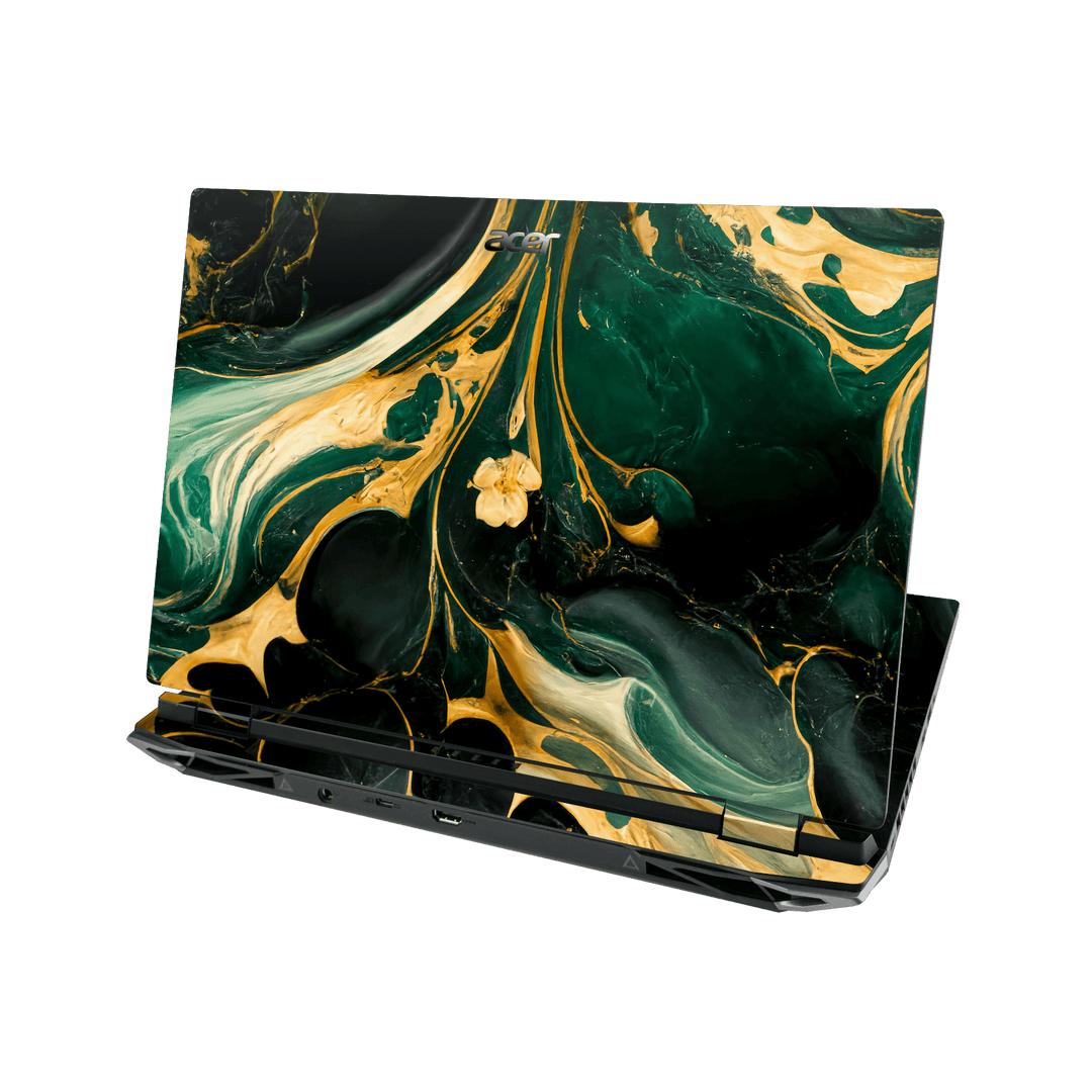 Acer NITRO 5 (17-inch) Print Printed Custom SIGNATURE Agate Geode Royal Green Gold Skin Wrap Sticker Decal Cover Protector by QSKINZ | qskinz.com