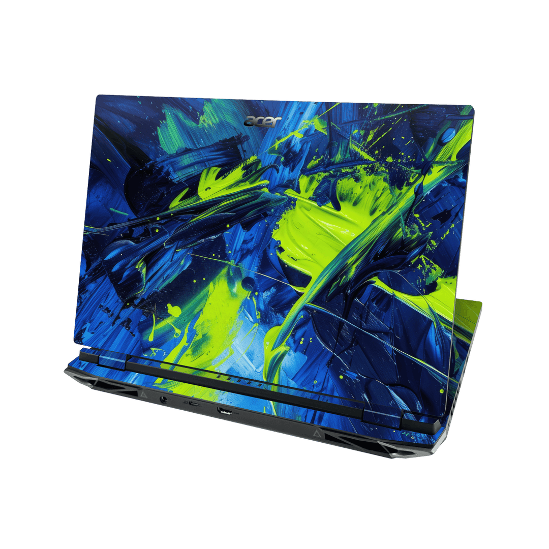 Acer NITRO 5 (17-inch) Print Printed Custom SIGNATURE Glowquatic Neon Yellow Green Blue Skin Wrap Sticker Decal Cover Protector by QSKINZ | QSKINZ.COM