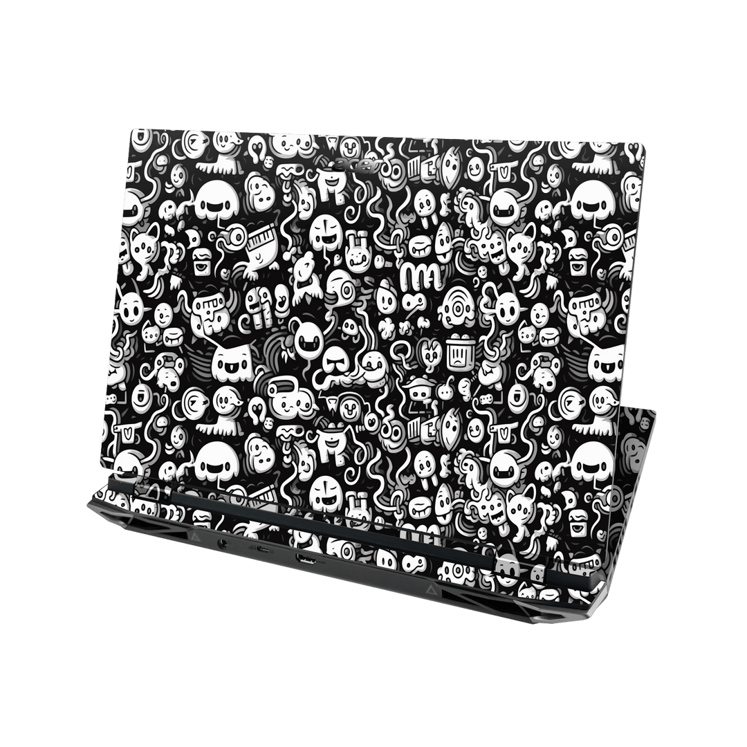 Acer NITRO 5 (17-inch) Print Printed Custom SIGNATURE Pictogram Party Monochrome Black and White Icons Faces Skin Wrap Sticker Decal Cover Protector by QSKINZ | QSKINZ.COM