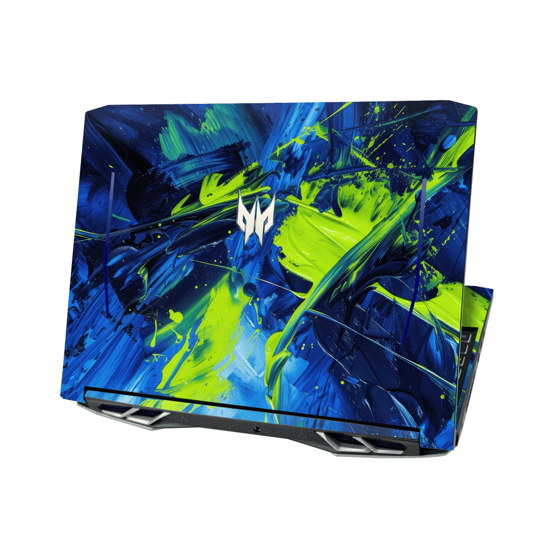 Acer Predator Helios 300 (15.6") Print Printed Custom SIGNATURE Glowquatic Neon Yellow Green Blue Skin Wrap Sticker Decal Cover Protector by QSKINZ | QSKINZ.COM