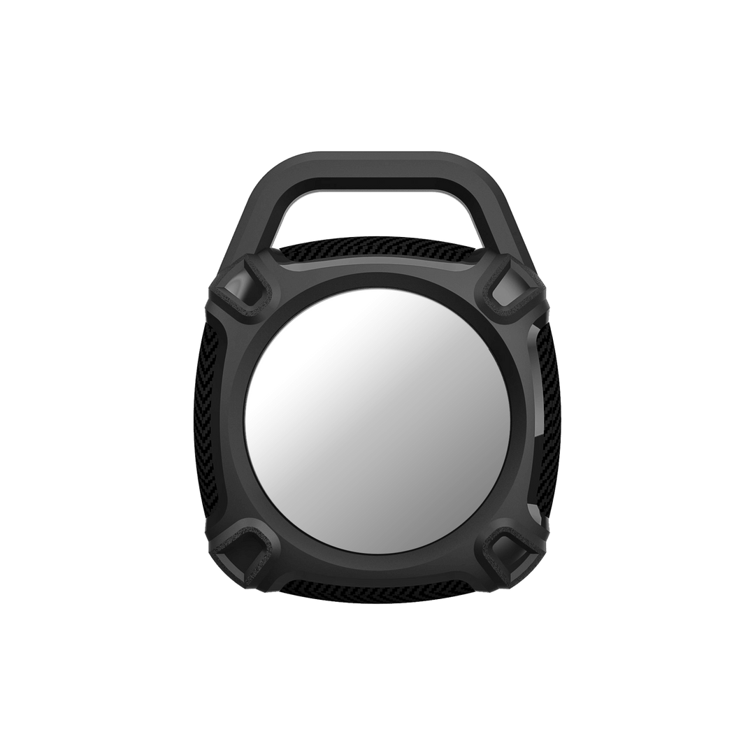 Back view of the Qskinz AirTag case highlighting durable everyday protection.