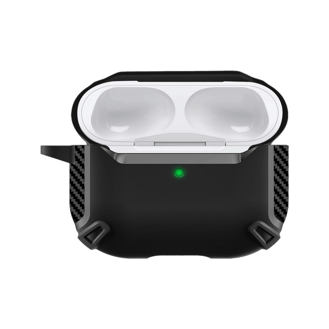 Durable Qskinz AirPods Pro 2 case shown with secure carabiner clip.