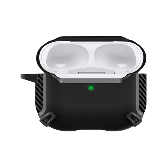 Durable Qskinz AirPods Pro 2 case shown with secure carabiner clip.