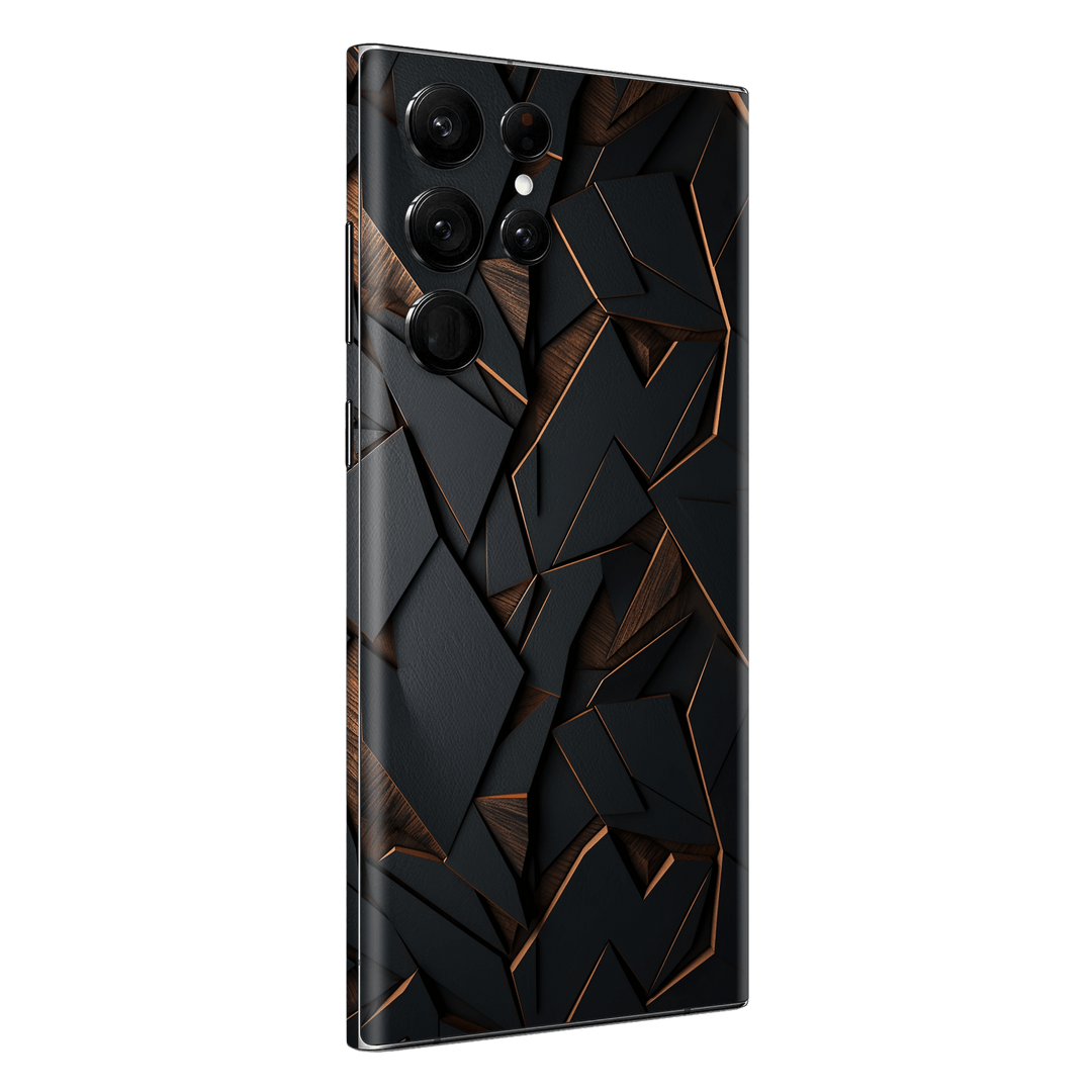 Galaxy S23 ULTRA Printed Custom SIGNATURE “Nightcore” Midnight Black & Bronze Geometric Skin Wrap Sticker Decal Cover Protector by QSKINZ | QSKINZ.COM
