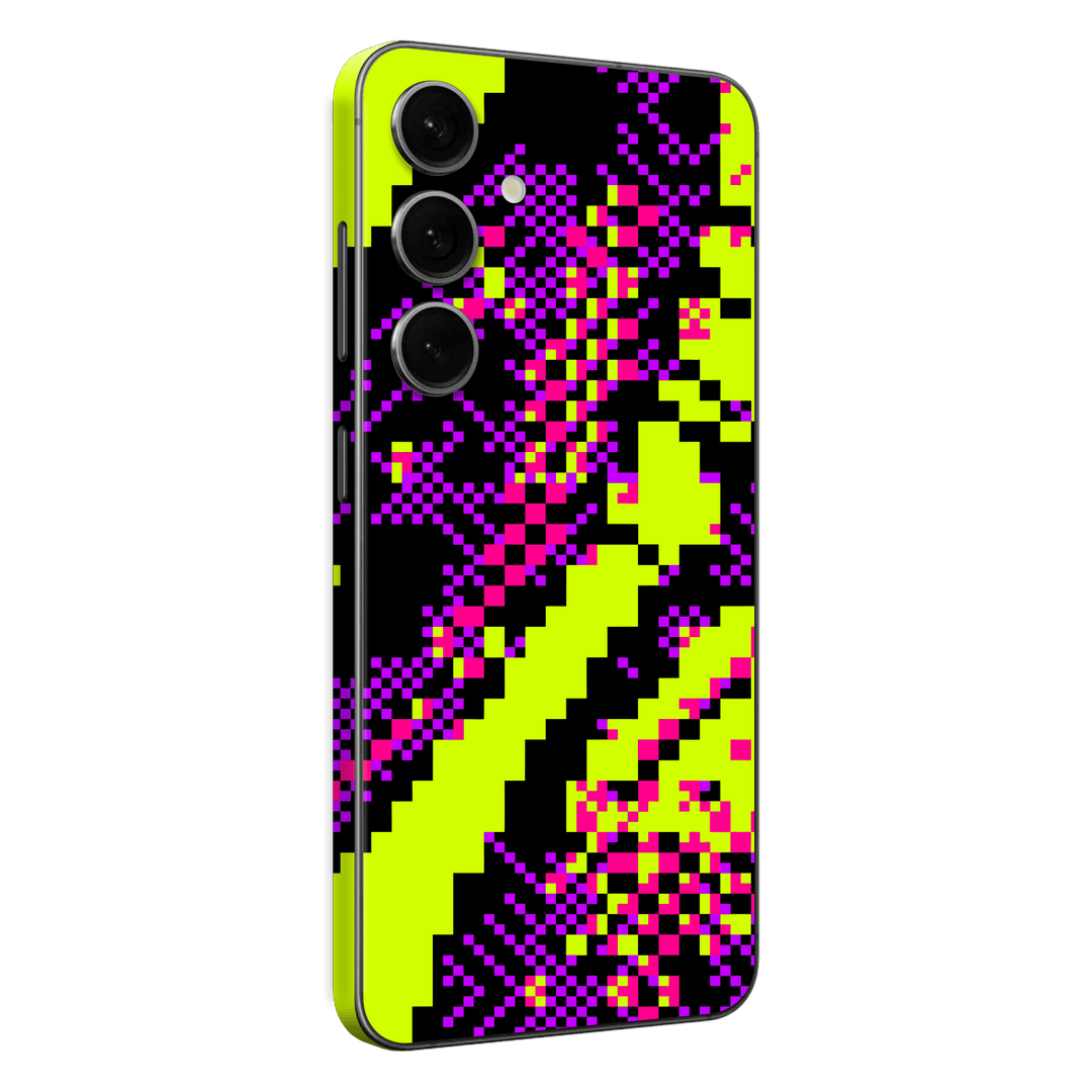 Galaxy S24 Custom Printed SIGNATURE “Neonix” Purple Green Pixelated Skin Wrap Sticker Decal Cover Protector by QSKINZ | QSKINZ.COM