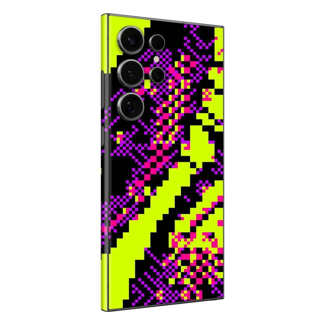 Galaxy S24 ULTRA Custom Printed SIGNATURE “Neonix” Purple Green Pixelated Skin Wrap Sticker Decal Cover Protector by QSKINZ | QSKINZ.COM