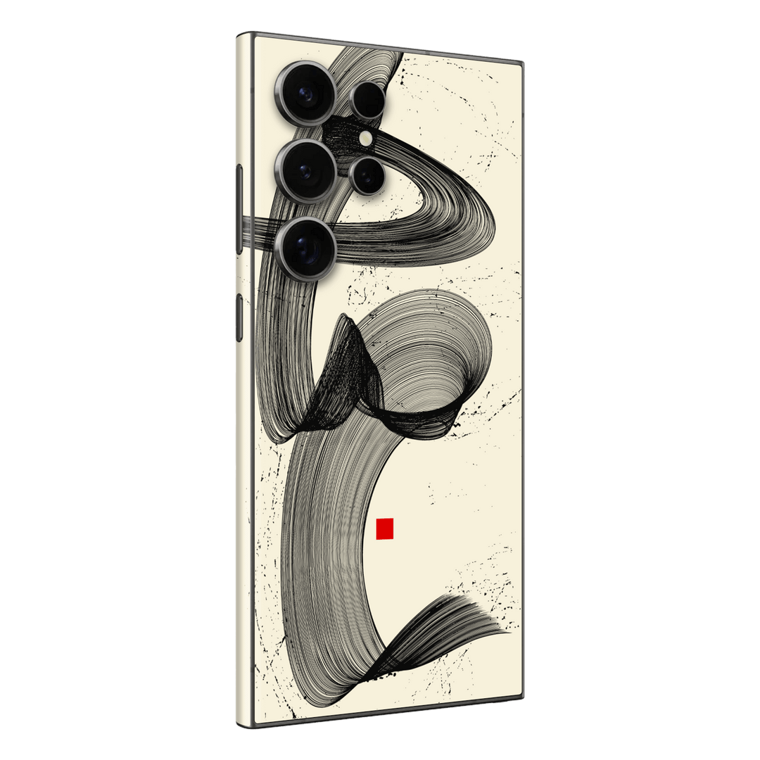 Galaxy S24 ULTRA Printed Custom SIGNATURE “Shado” Japanese Ink Cream & Black Abstract Skin Wrap Sticker Decal Cover Protector by QSKINZ | QSKINZ.COM