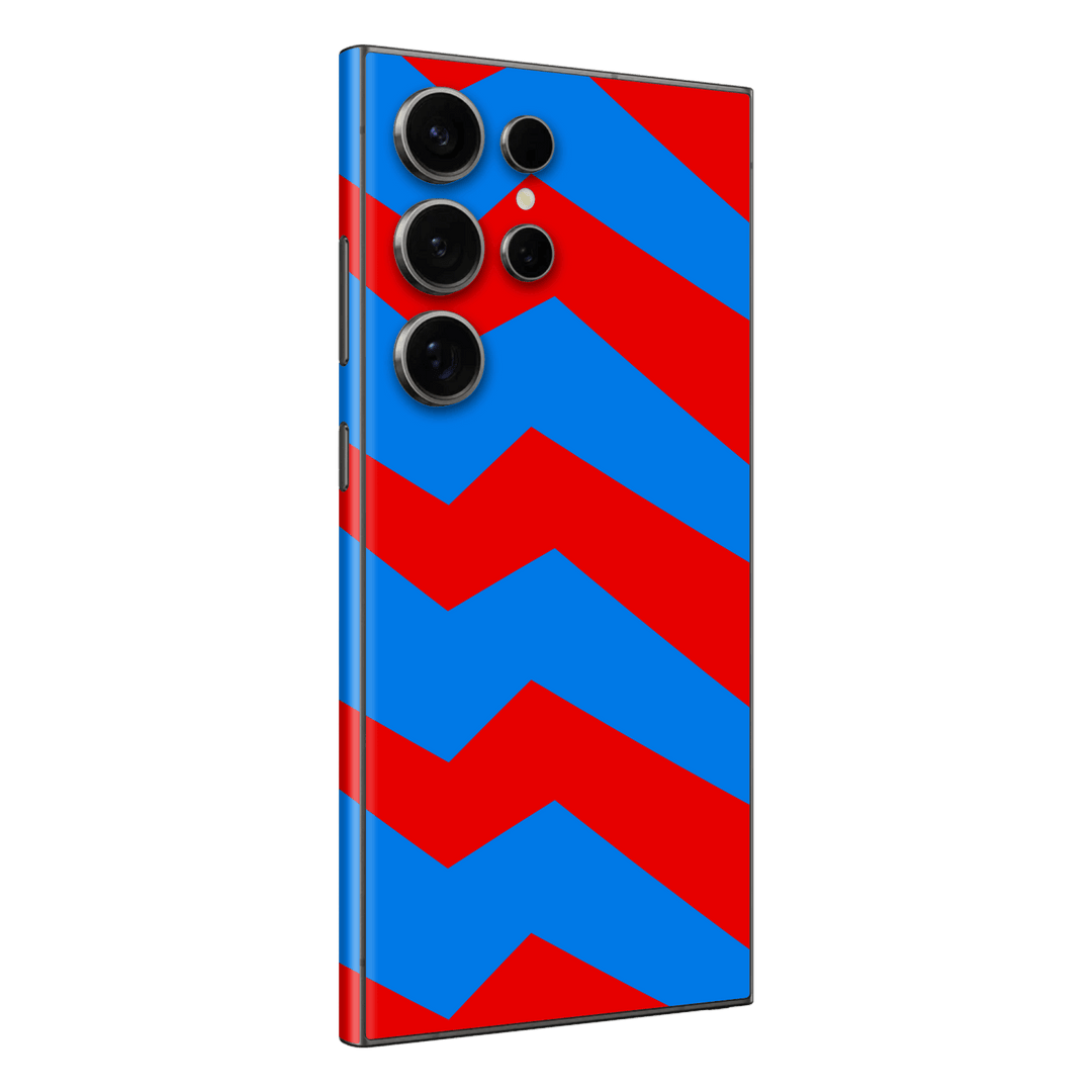 Galaxy S24 ULTRA Printed Custom SIGNATURE “ZigPop Blue-Red” Bold Blue & Red Zigzag Geometric Skin Wrap Sticker Decal Cover Protector by QSKINZ | QSKINZ.COM