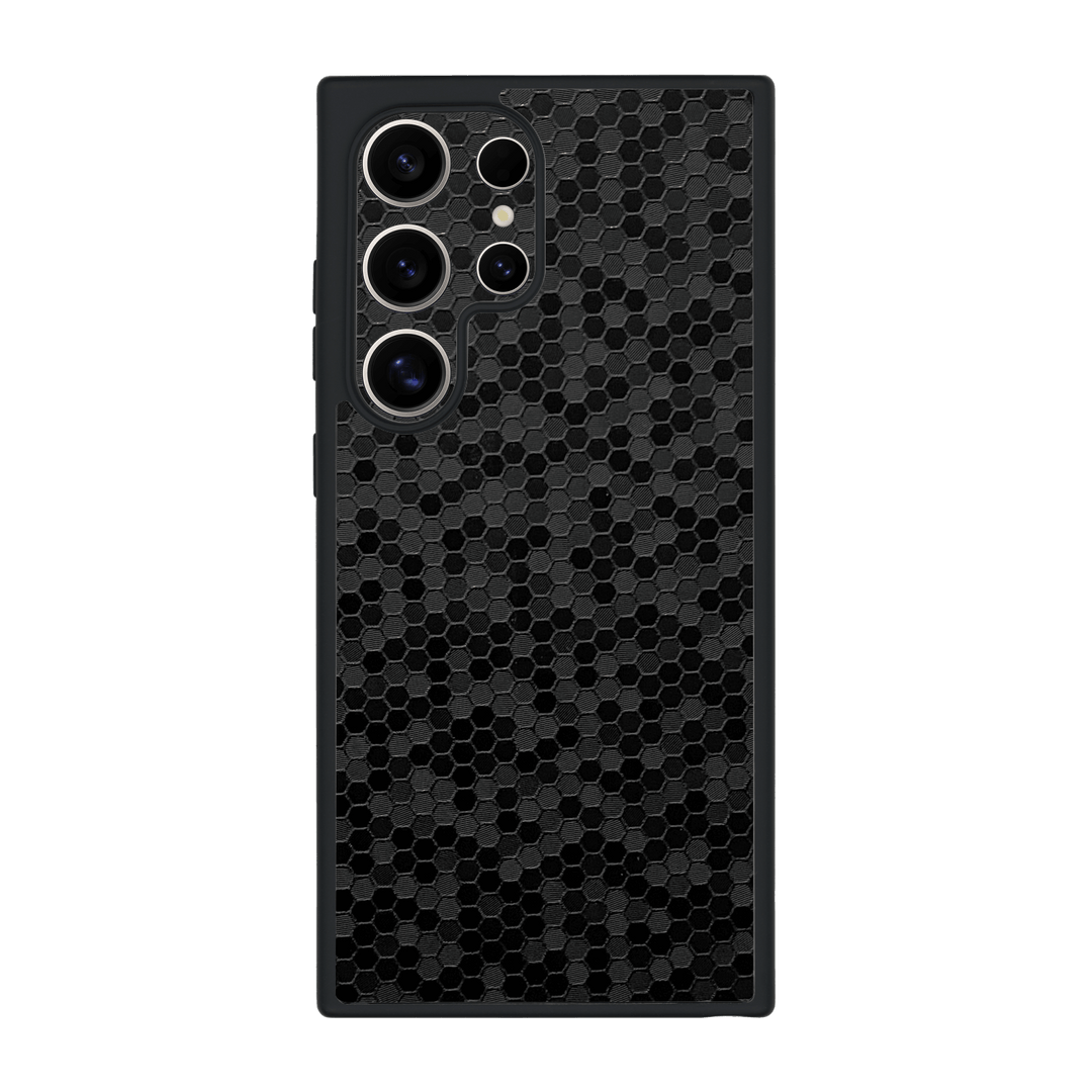 Galaxy S24 ULTRA Qcaze Luxuria Black Honeycomb 3D Textured Case by QSKINZ | qskinz.com