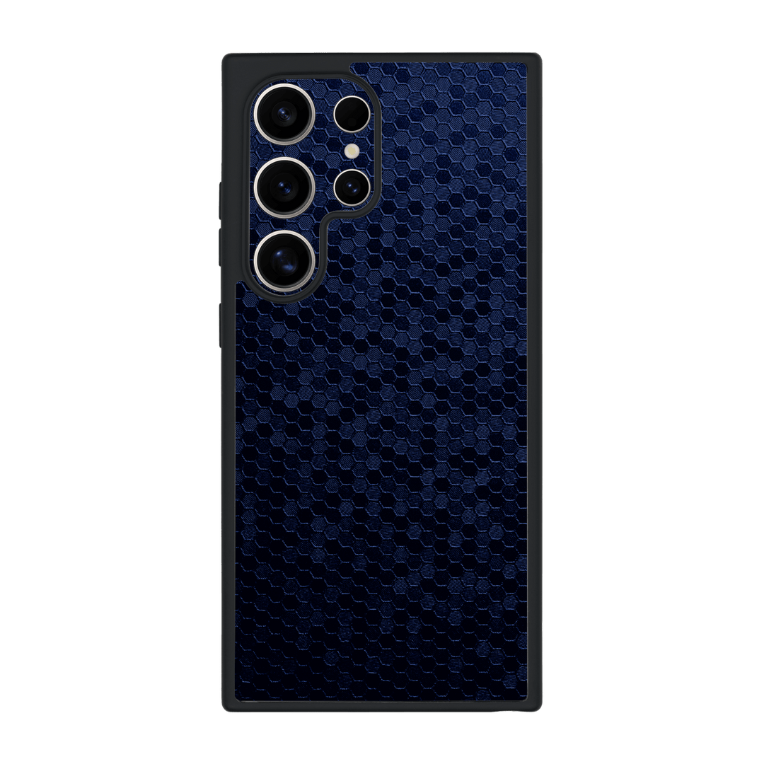Galaxy S24 ULTRA Qcaze Luxuria Navy Blue Honeycomb 3D Textured Case by QSKINZ | qskinz.com