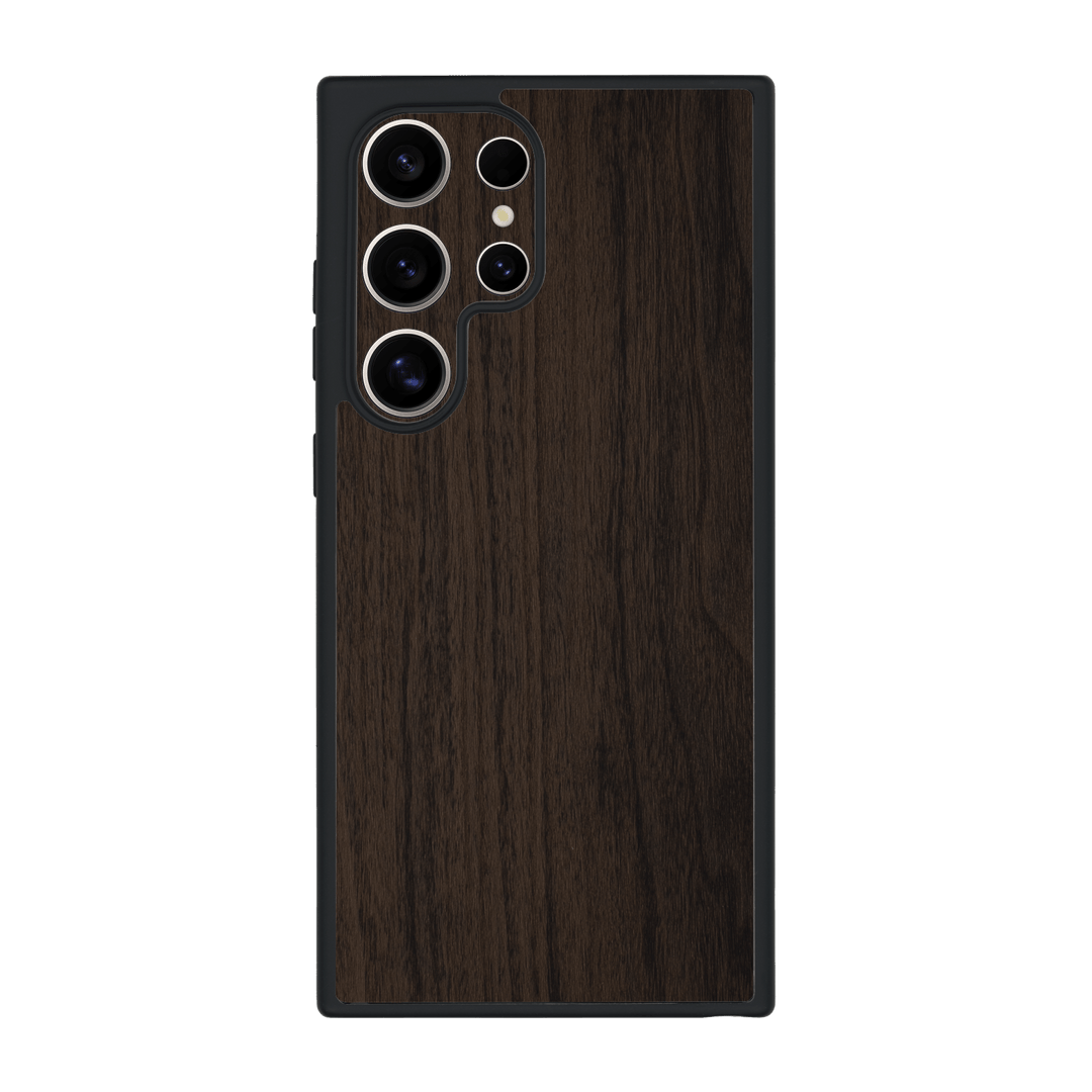Galaxy S24 ULTRA Qcaze Premium Wood Wooden Dark Walnut Matte Textured Case by QSKINZ | qskinz.com