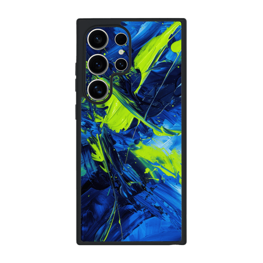 Galaxy S24 ULTRA Qcaze Print Printed Custom SIGNATURE Glowquatic Neon Yellow Green Blue Case by QSKINZ | QSKINZ.COM