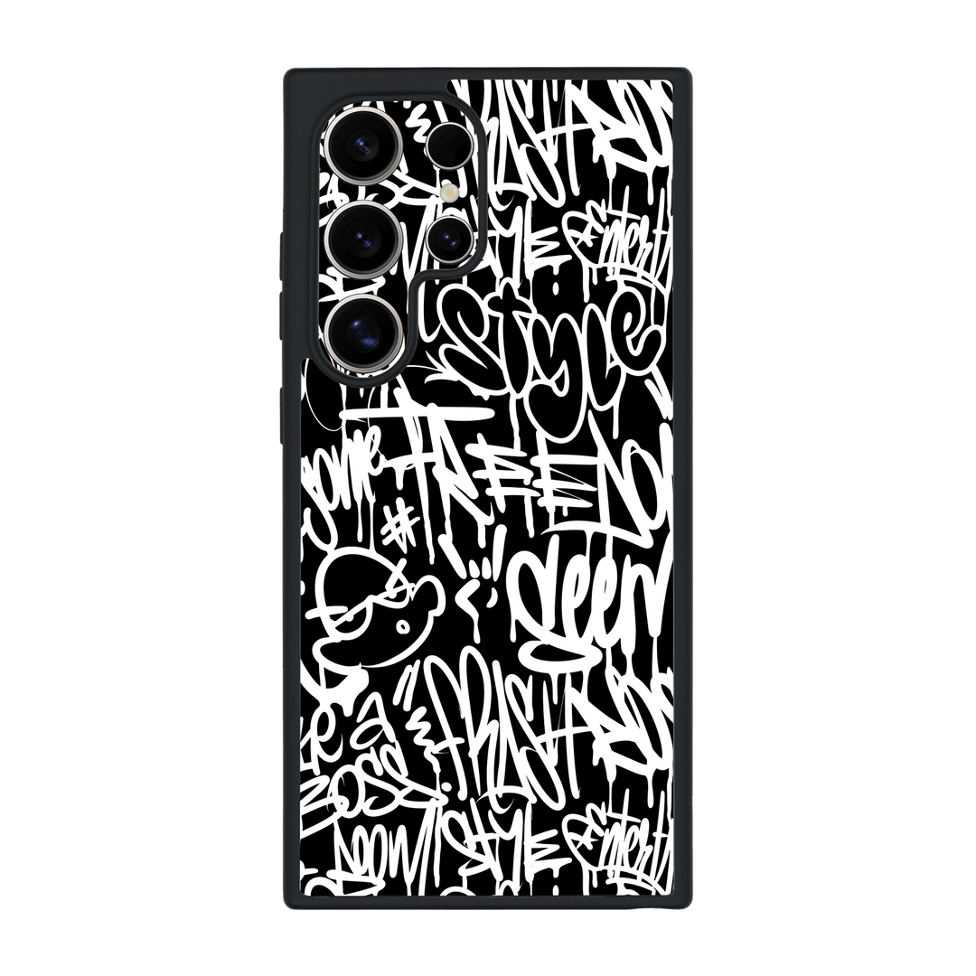 Galaxy S24 ULTRA Qcaze Print Printed Custom SIGNATURE Monochrome Black and White Graffiti Case by QSKINZ | qskinz.com