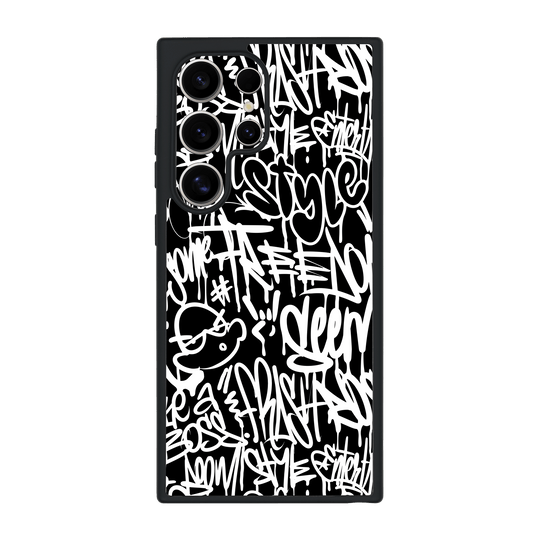 Galaxy S24 ULTRA Qcaze Print Printed Custom SIGNATURE Monochrome Black and White Graffiti Case by QSKINZ | qskinz.com