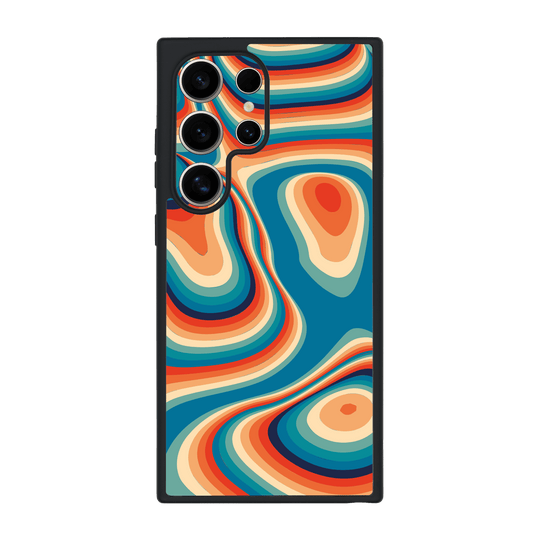 Galaxy S24 ULTRA Qcaze Print Printed Custom SIGNATURE Swirltro Swirl Retro 70s 80s Warm Colours Case by QSKINZ | QSKINZ.COM