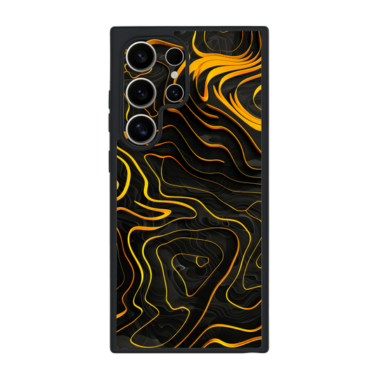 Galaxy S24 ULTRA Qcaze Print Printed Custom SIGNATURE Wave Waves Waver Yellow and Black Case by QSKINZ | QSKINZ.COM