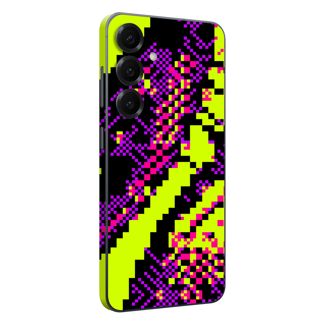 Galaxy S25 FE Custom Printed SIGNATURE “Neonix” Purple Green Pixelated Skin Wrap Sticker Decal Cover Protector by QSKINZ | QSKINZ.COM