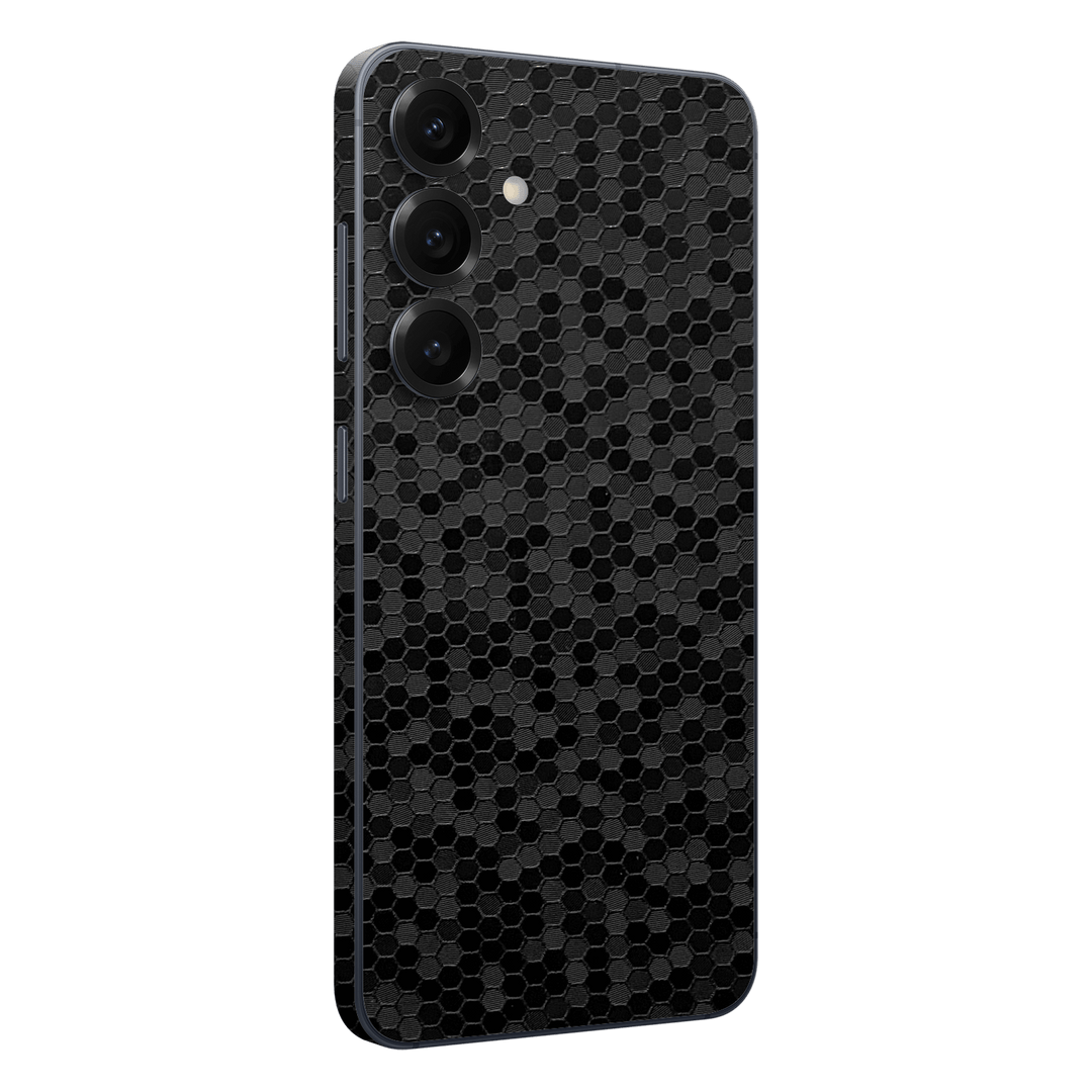 Galaxy S25 (FE) Luxuria Black Honeycomb 3D Textured Skin Wrap Sticker Decal Cover Protector by QSKINZ | qskinz.com