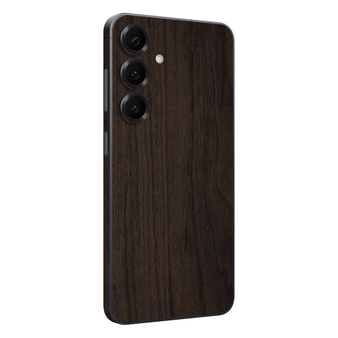 Galaxy S25 FE Premium Wood Wooden Dark Walnut Matte Textured Skin Wrap Sticker Decal Cover Protector by QSKINZ | qskinz.com