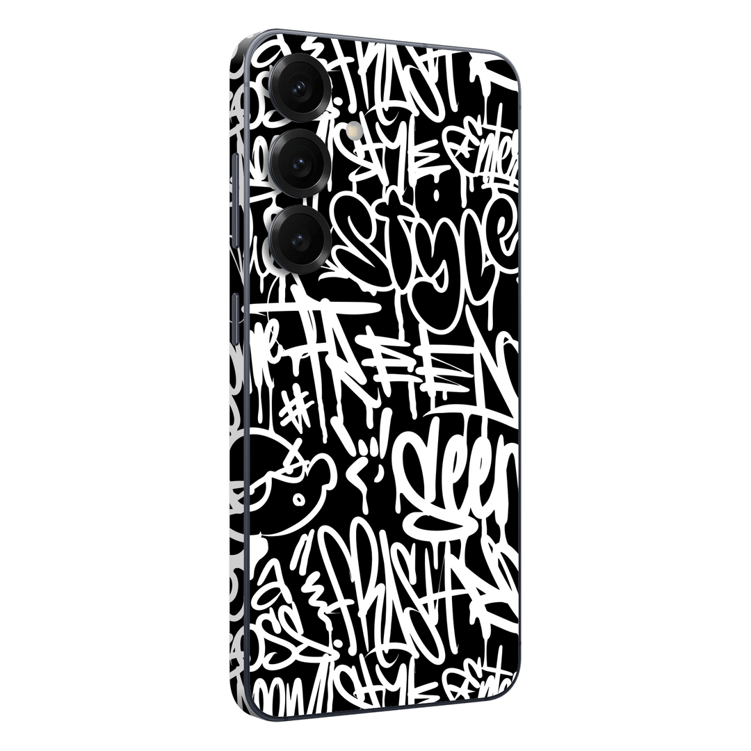 Galaxy S25 FE Print Printed Custom SIGNATURE Monochrome Black and WhiteGraffiti Skin Wrap Sticker Decal Cover Protector by QSKINZ | qskinz.com