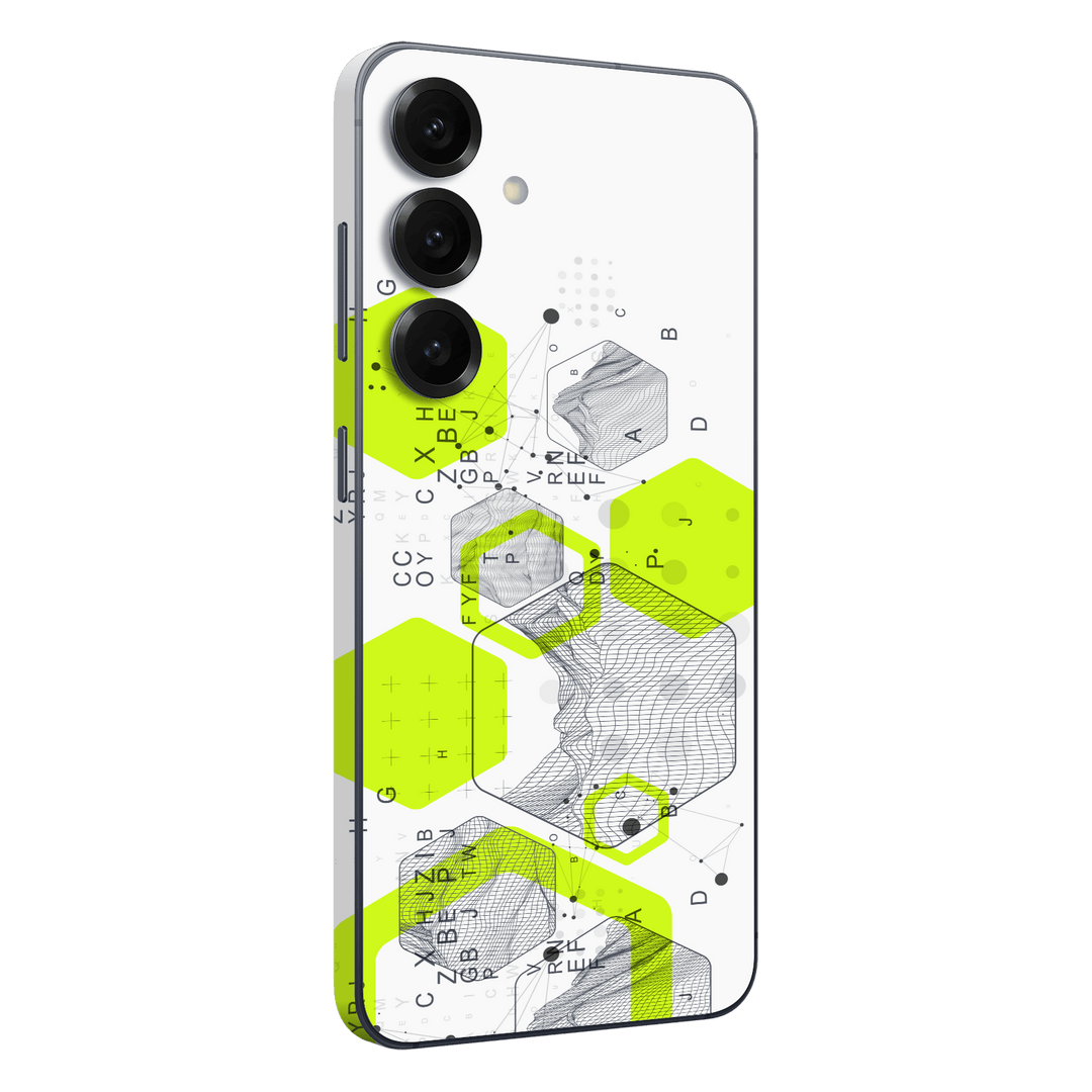 Galaxy S25 FE Printed Custom SIGNATURE “Neural Realm” AI Science Green & White Skin Wrap Sticker Decal Cover Protector by QSKINZ | QSKINZ.COM
