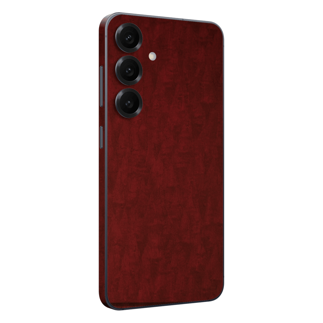 Galaxy S25 FE Scarlet Red Wood Wooden Satin Skin Wrap Sticker Decal Cover Protector by QSKINZ | qskinz.com